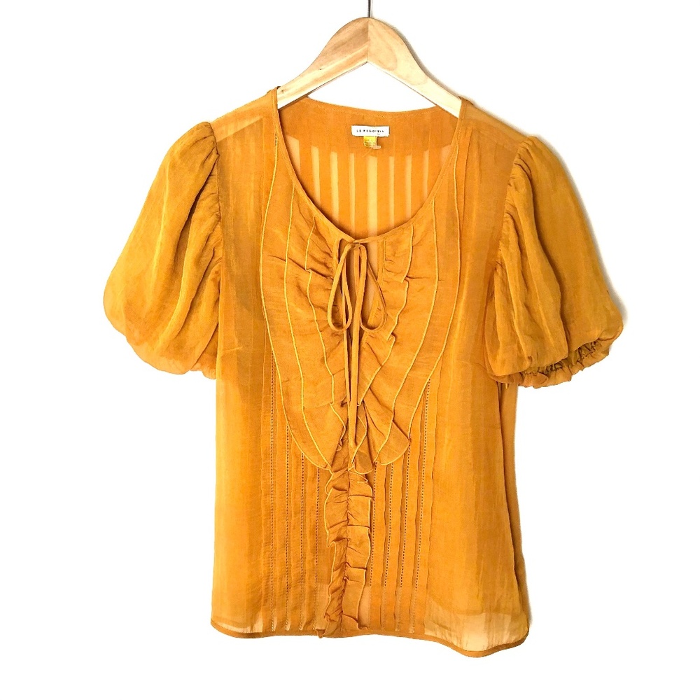 Anthropologie Leifsdottir Ruffle Puff Sleeve Top